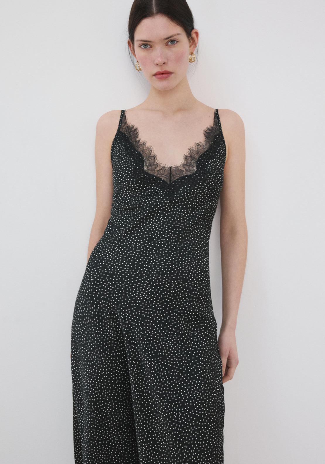 Polka Dot Lace Dress - Black