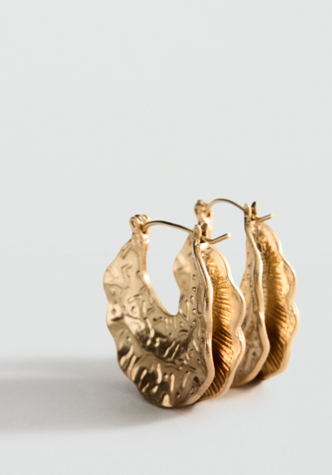 Textured Hoop Earrings - Gold
