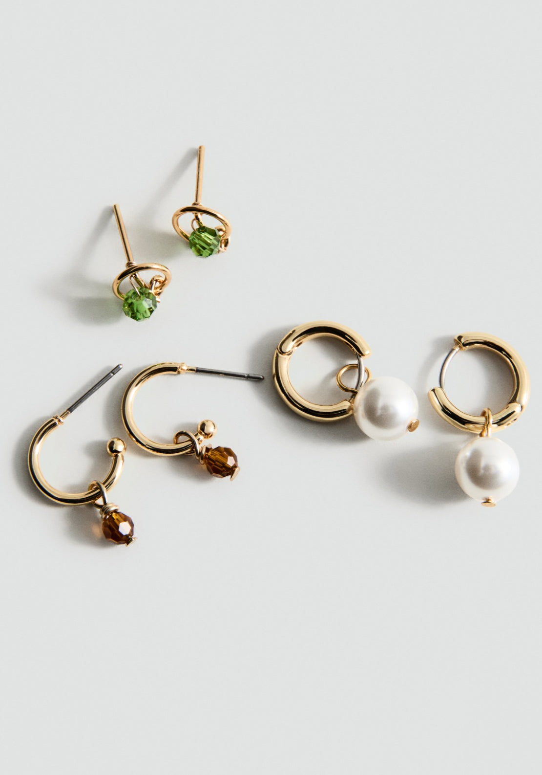 Combined Earring Triple Set - Gold
