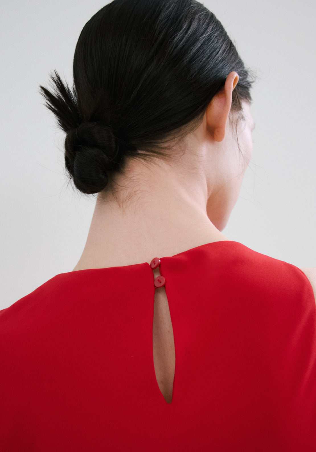 Asymmetric Sleeve Midi Dress - Red