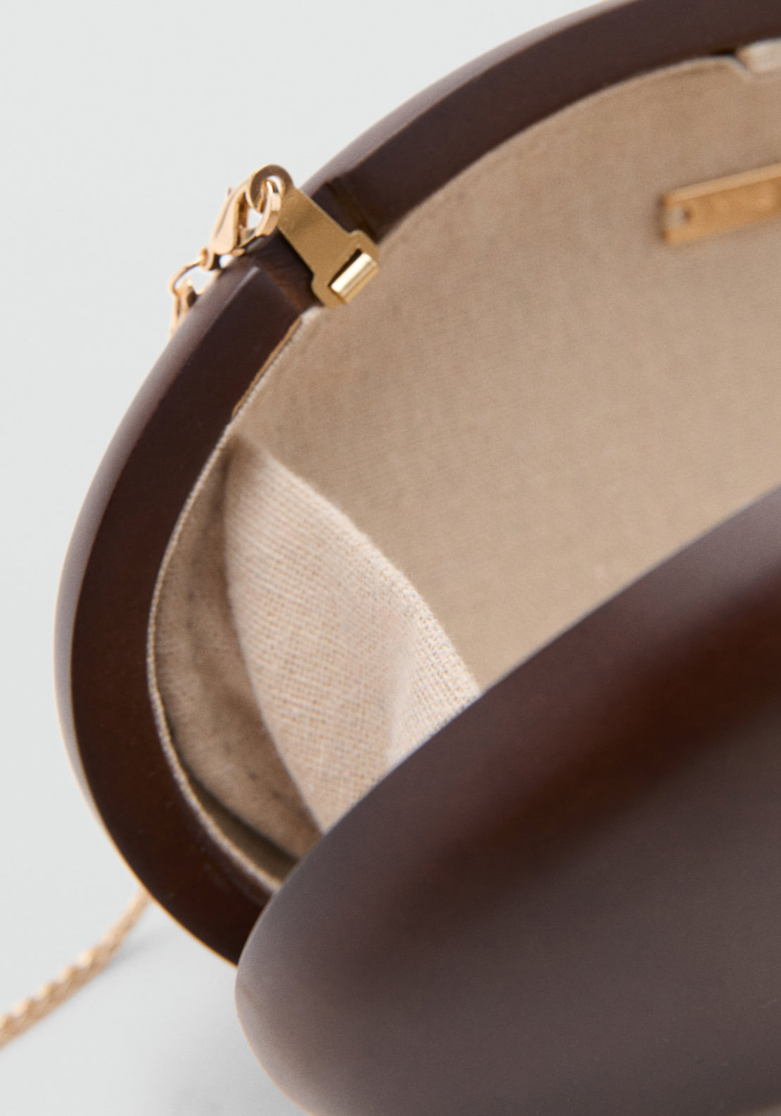 Oval Clutch Bag - Brown