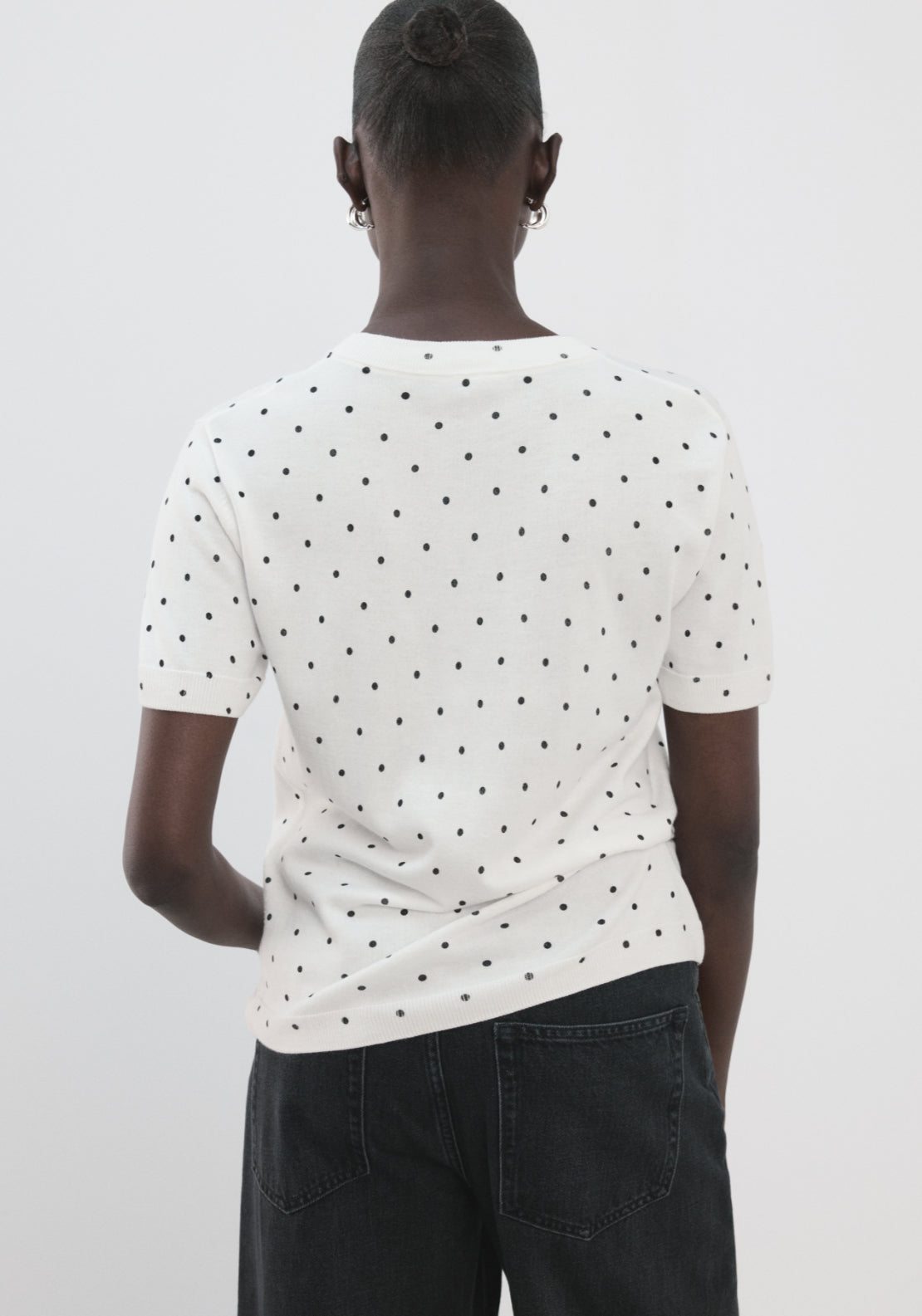 Polka Dot Knitted Sweater - White
