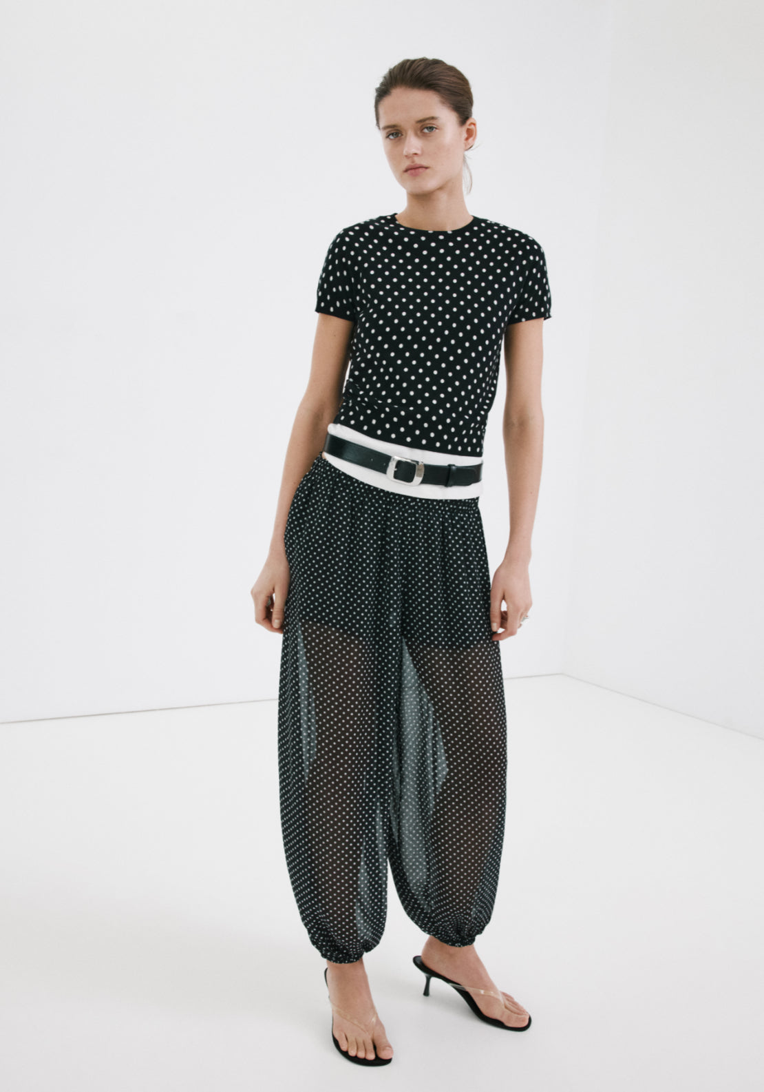 Polka Dot Knitted Sweater - Black