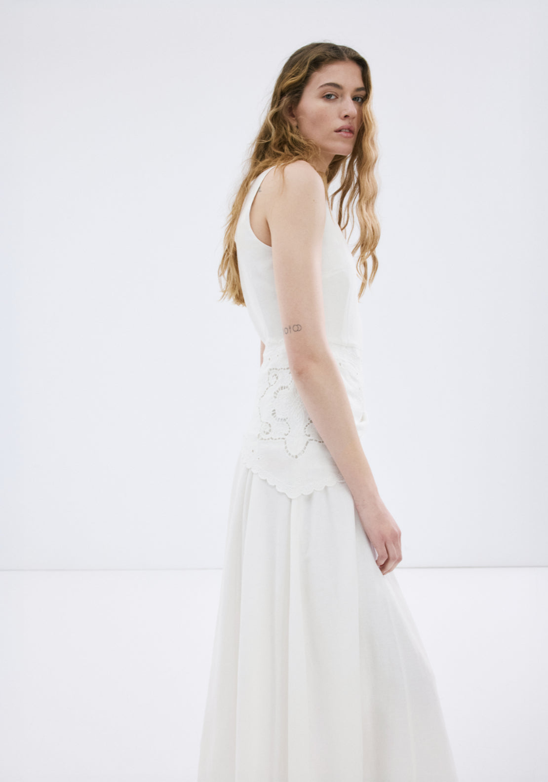 Mango Handkerchief A-Line Dress - White 3 Shaws Department Stores