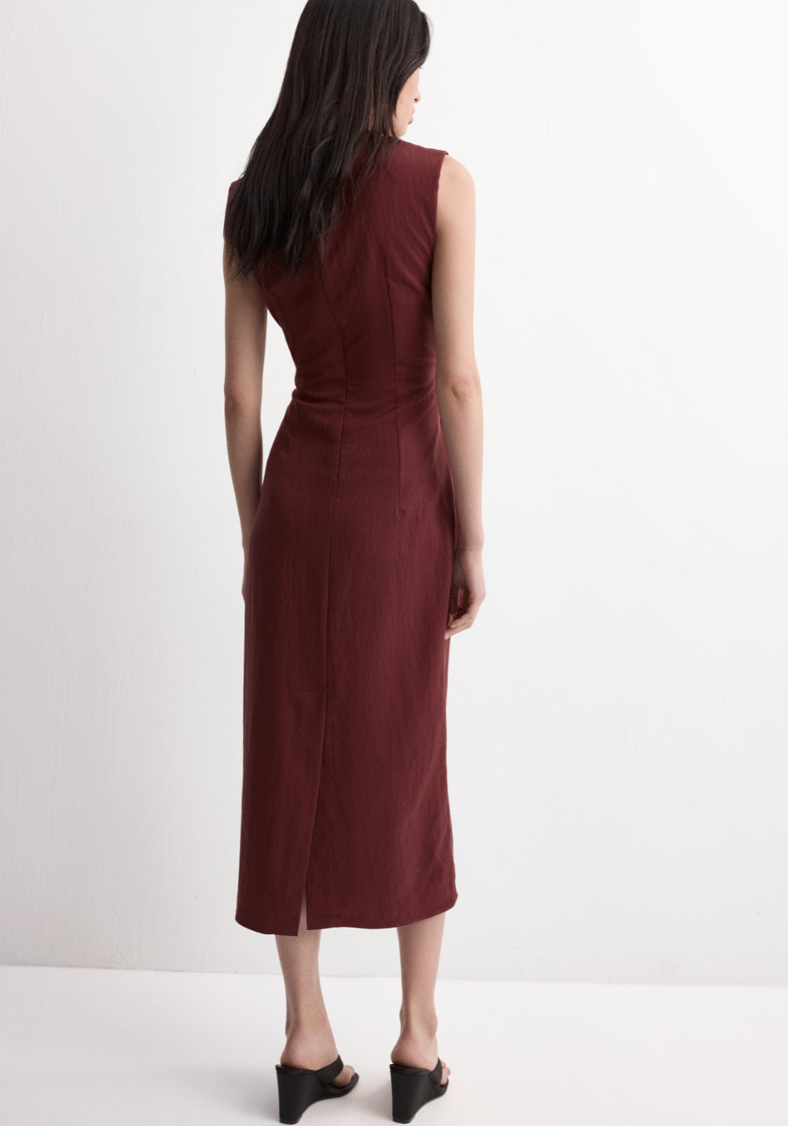 Lyocell Dress With Knot Detail - Burgundy