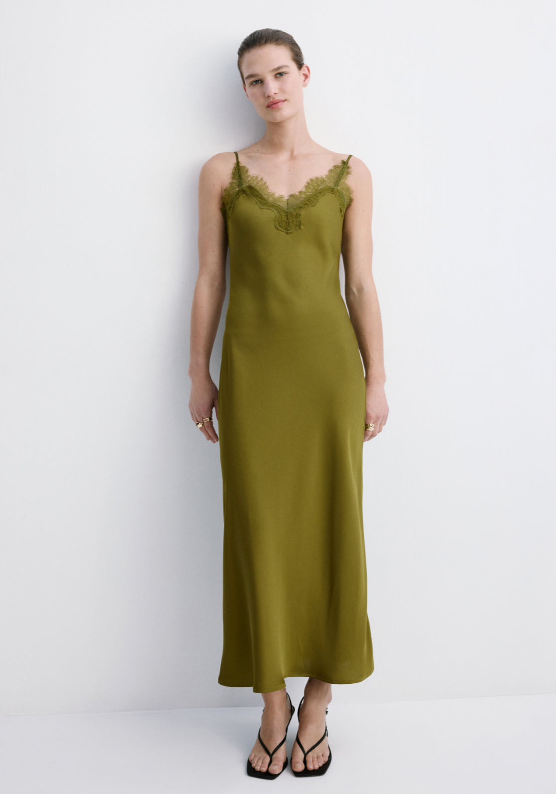 Satin Camisole Dress - Green