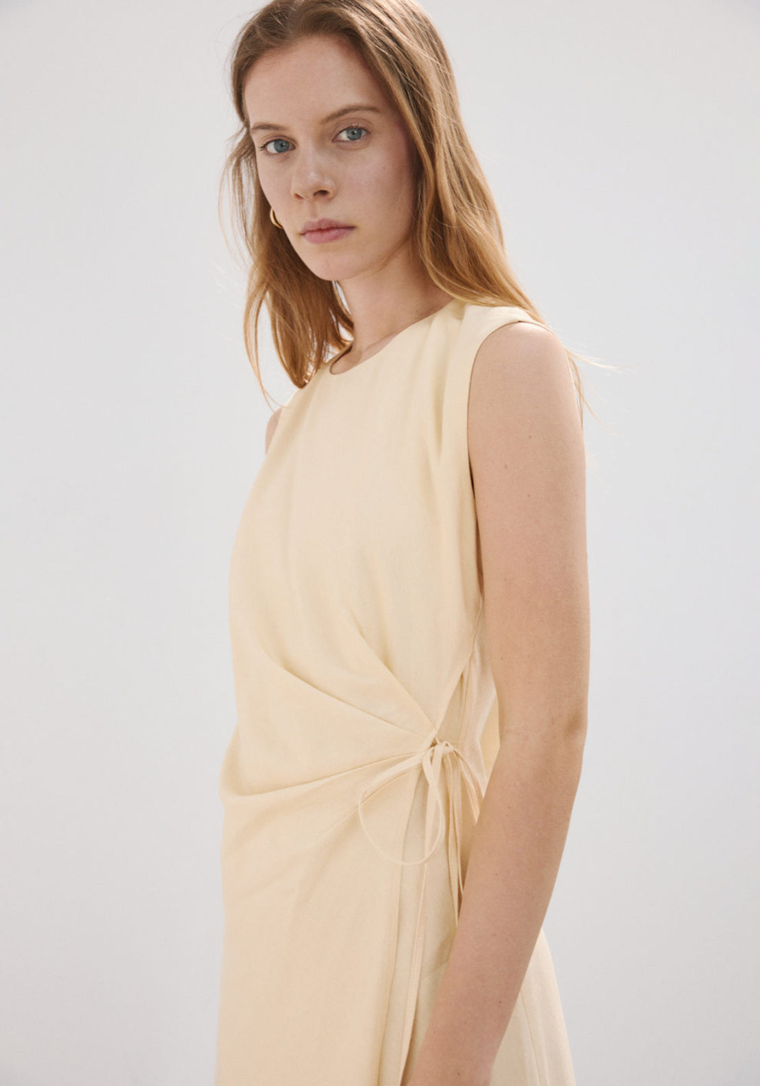 Wrap Midi-Dress With Knot - Yellow