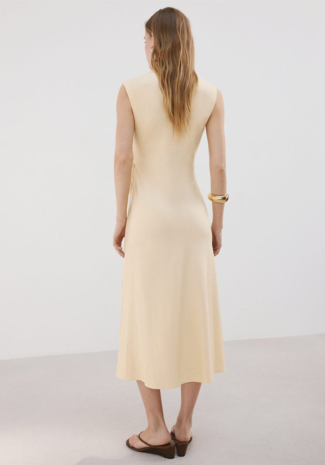 Wrap Midi-Dress With Knot - Yellow