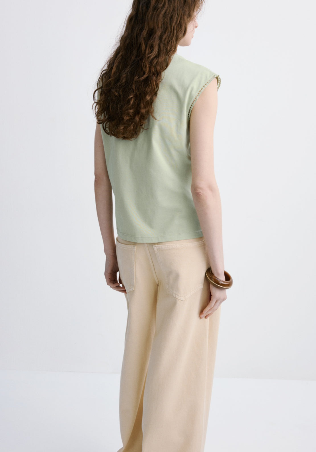 Embroidered Cutwork Cotton T-Shirt - Green