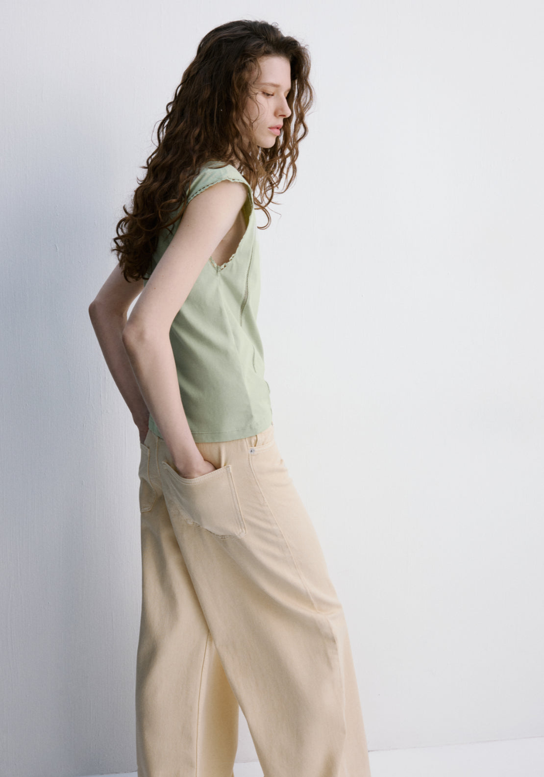 Embroidered Cutwork Cotton T-Shirt - Green