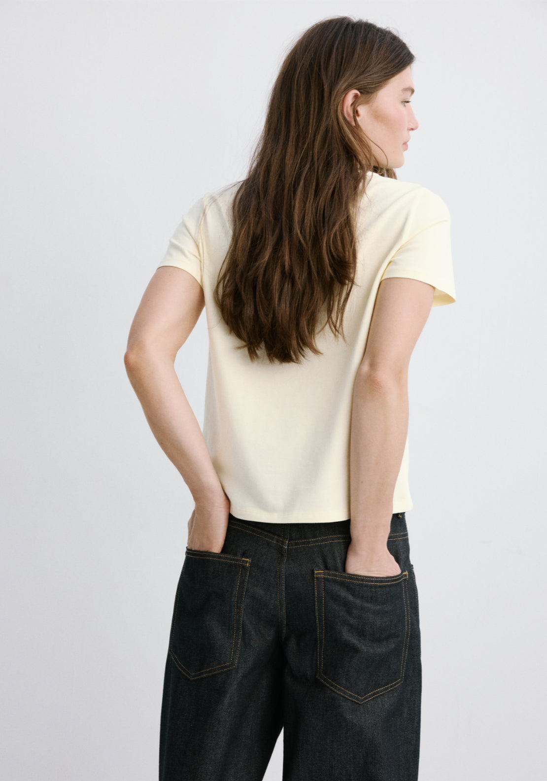 Floral Embroidered Cotton T-Shirt - Yellow