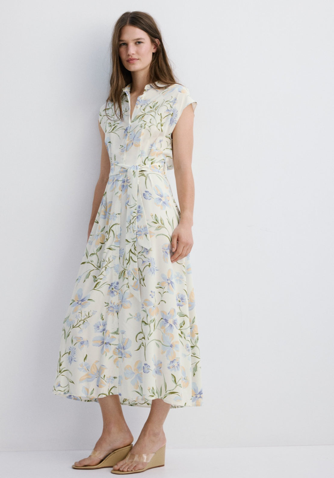 Flowy Flower Printed Dress - White