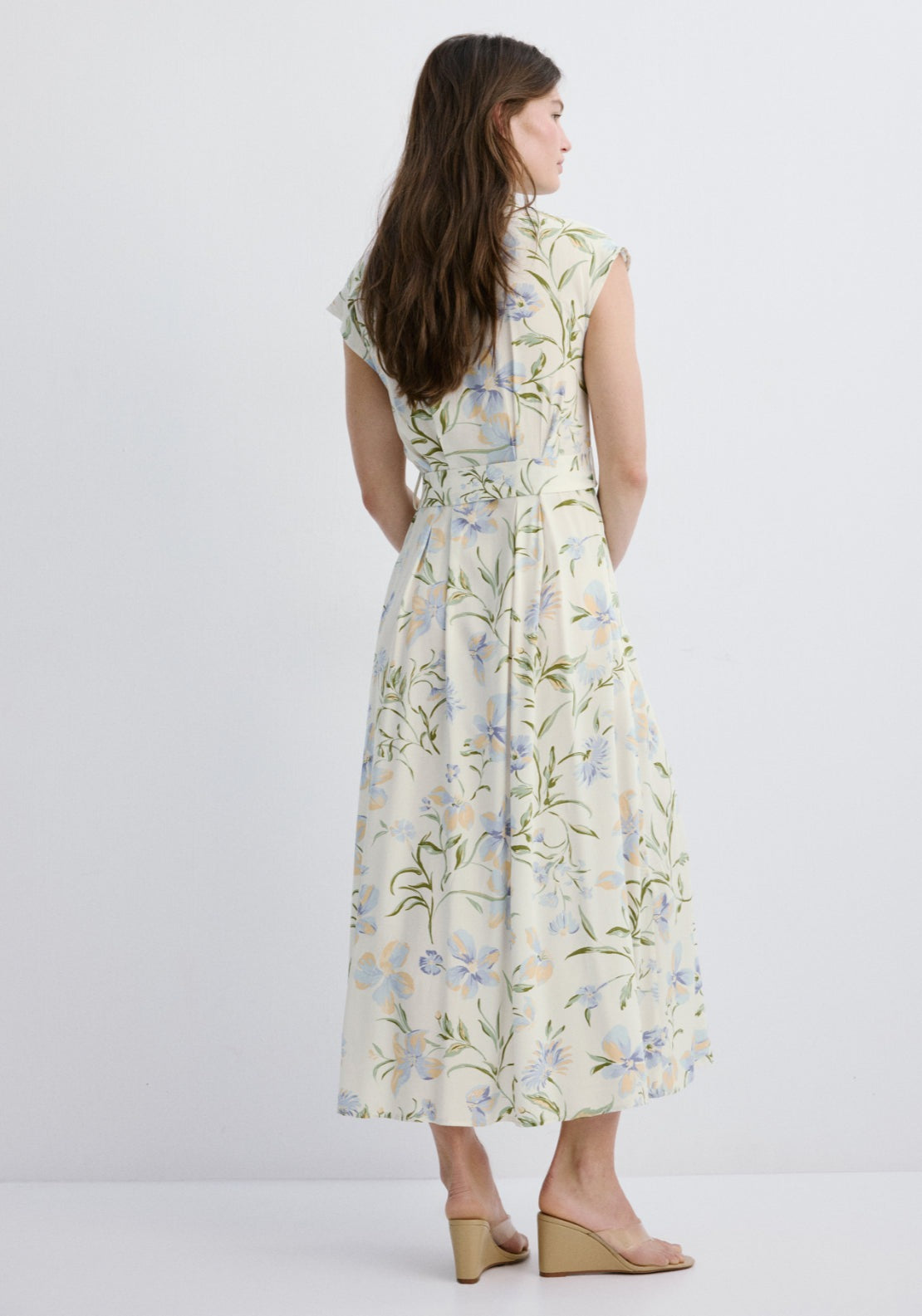 Flowy Flower Printed Dress - White