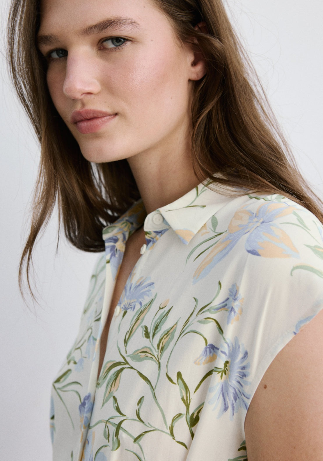 Flowy Flower Printed Dress - White