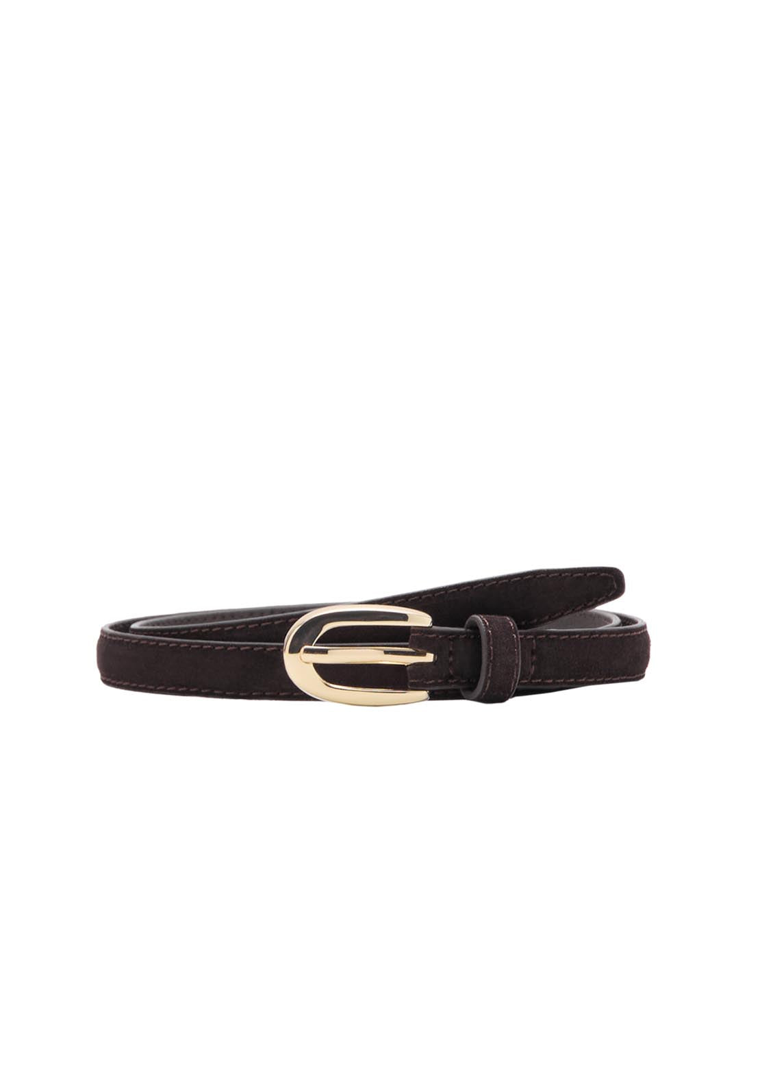Mango Slim Suede Belt - Brown 7 Shaws Department Stores