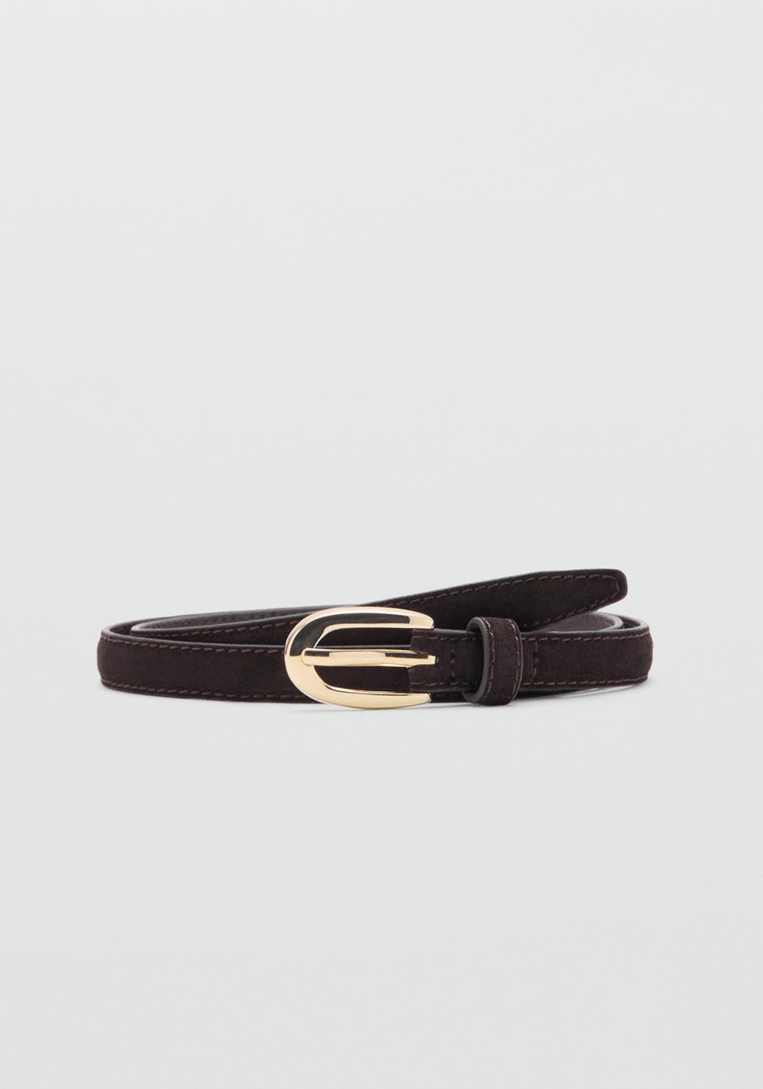Mango Slim Suede Belt - Brown 1 Shaws Department Stores
