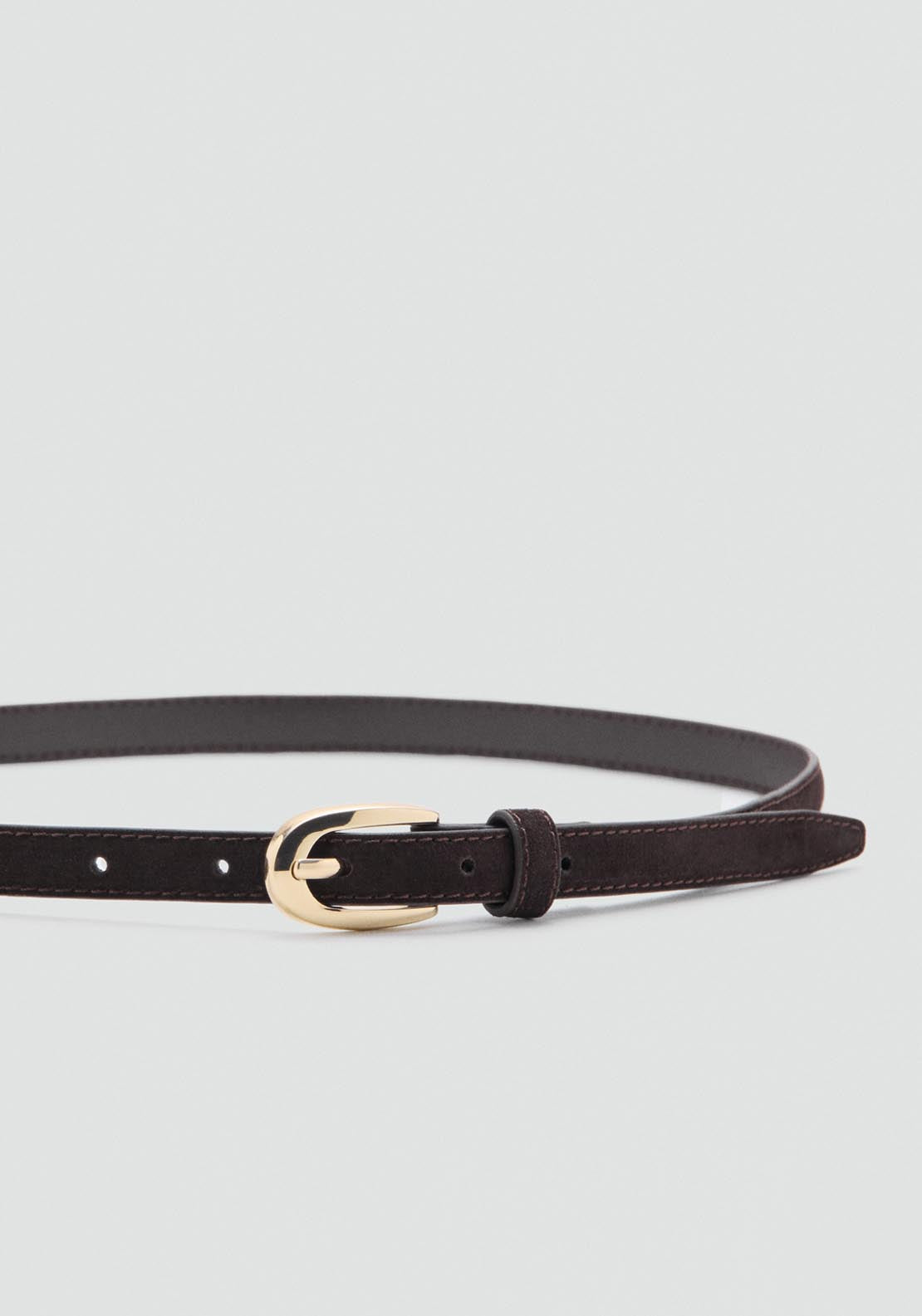 Mango Slim Suede Belt - Brown 4 Shaws Department Stores