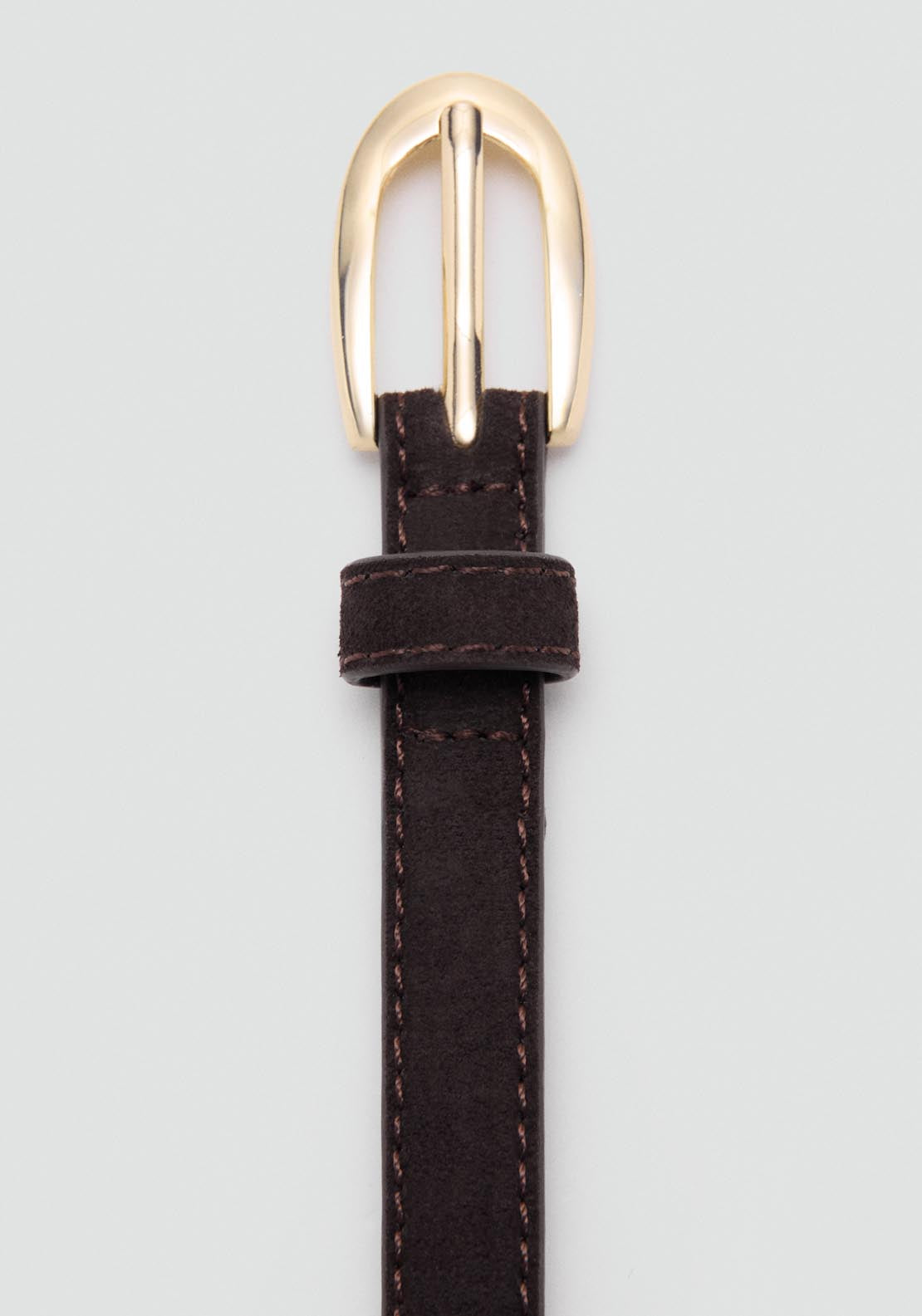 Mango Slim Suede Belt - Brown 5 Shaws Department Stores