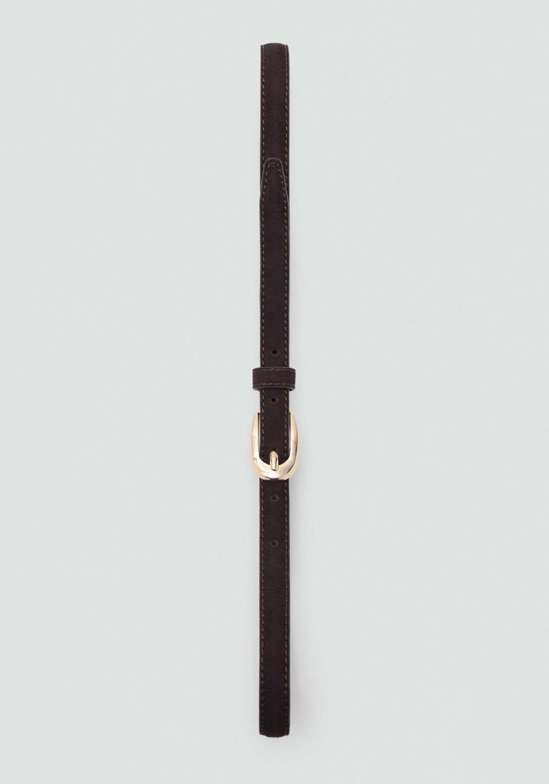 Mango Slim Suede Belt - Brown 6 Shaws Department Stores