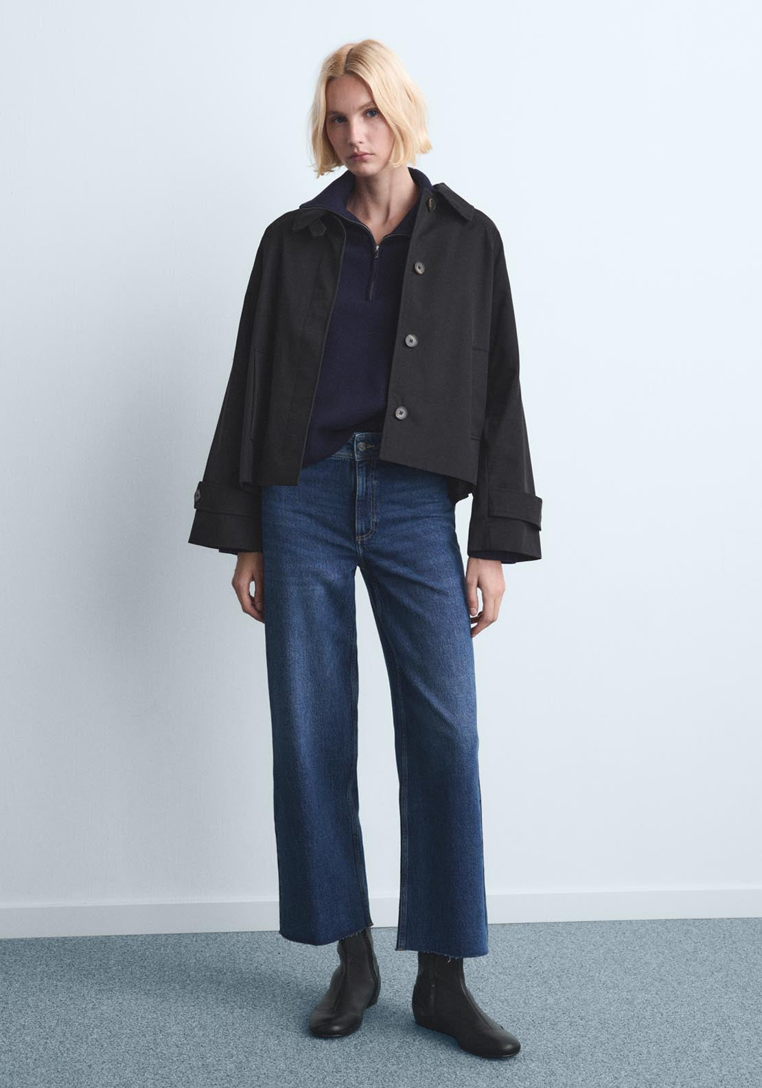 Mango Catherin High Rise Culotte Jeans - Blue 3 Shaws Department Stores