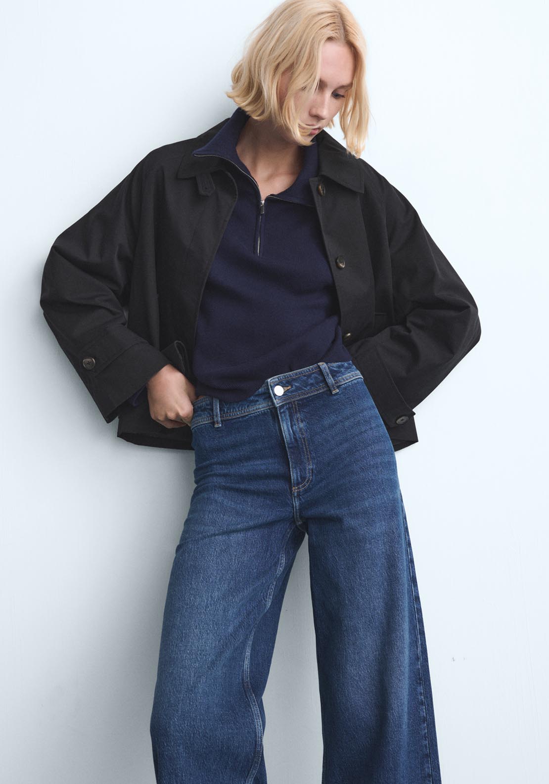 Mango Catherin High Rise Culotte Jeans - Blue 4 Shaws Department Stores