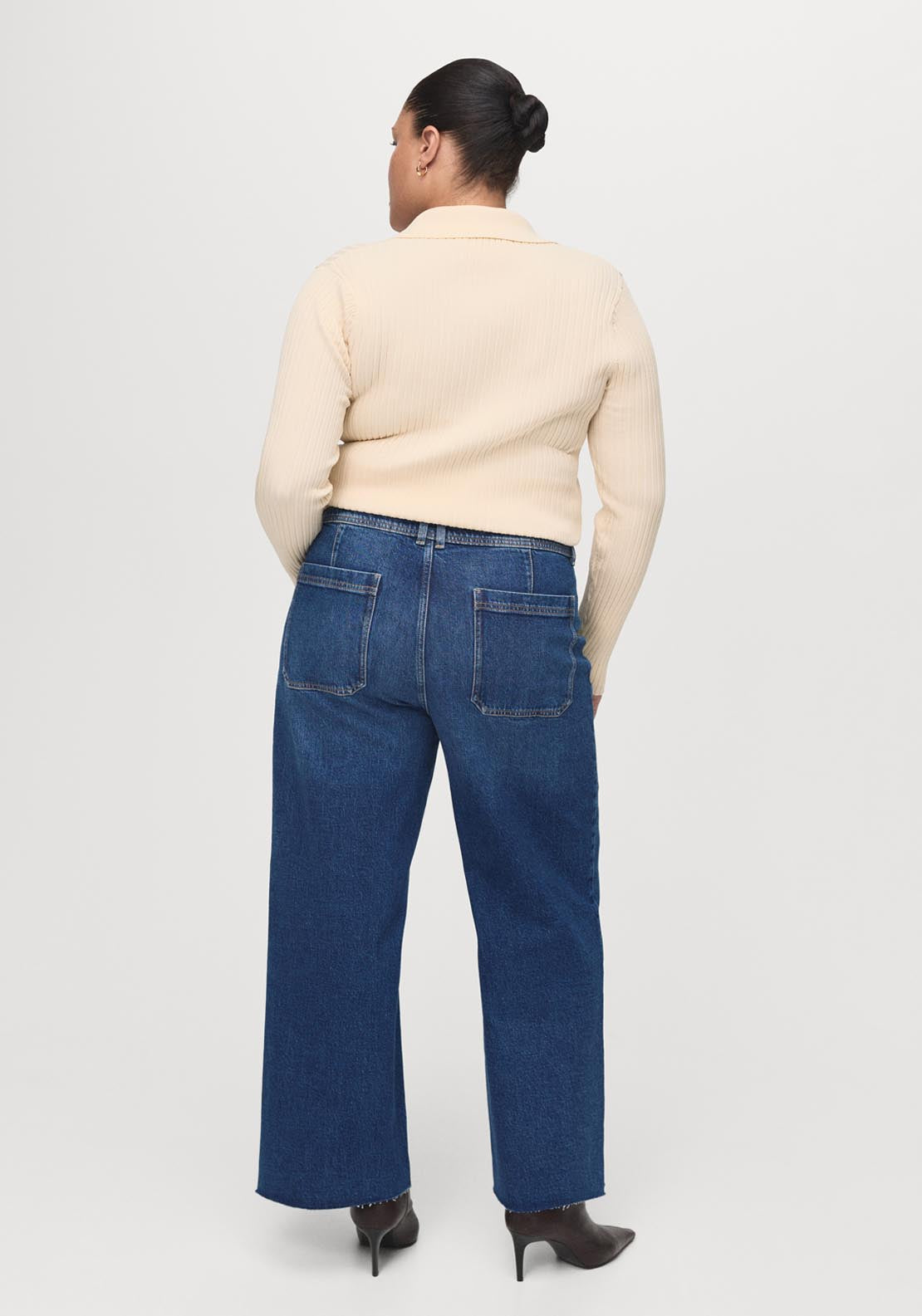 Mango Catherin High Rise Culotte Jeans - Blue 6 Shaws Department Stores