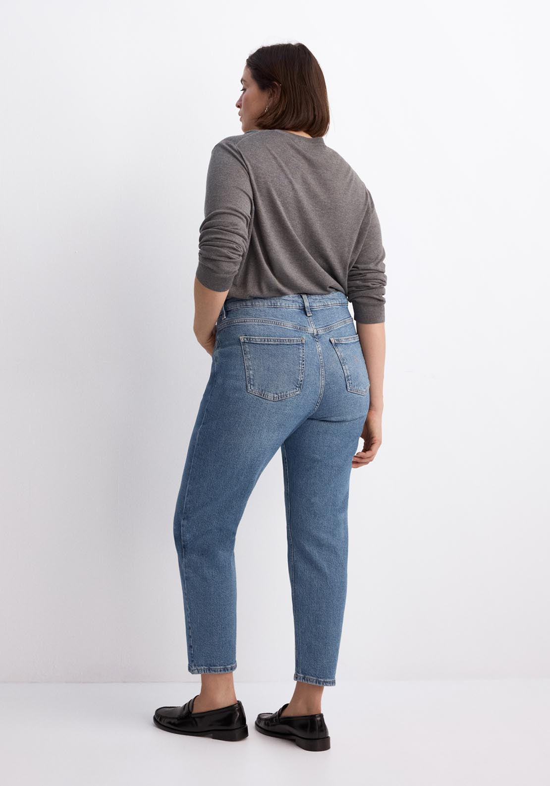 Mango High Rise Comfort Newmom Jeans - Blue 6 Shaws Department Stores