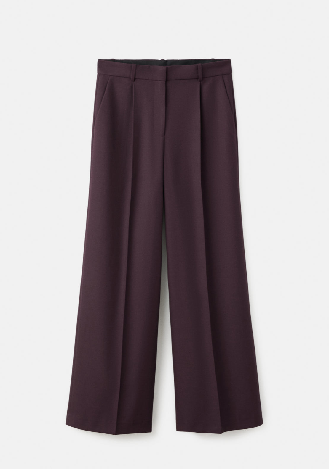 Wide Leg Suit Trousers - Burgundy