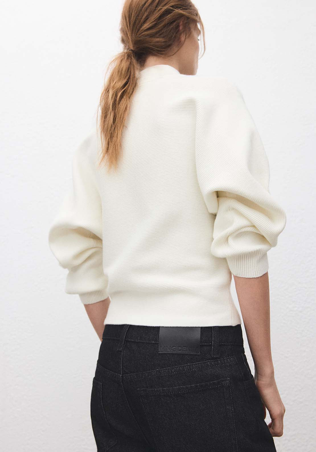 Turtleneck Sweater With Jewel Buttons - Cream