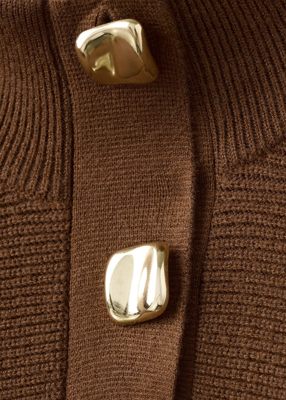 Mango Turtleneck Sweater With Jewel Buttons - Brown 7 Shaws Department Stores