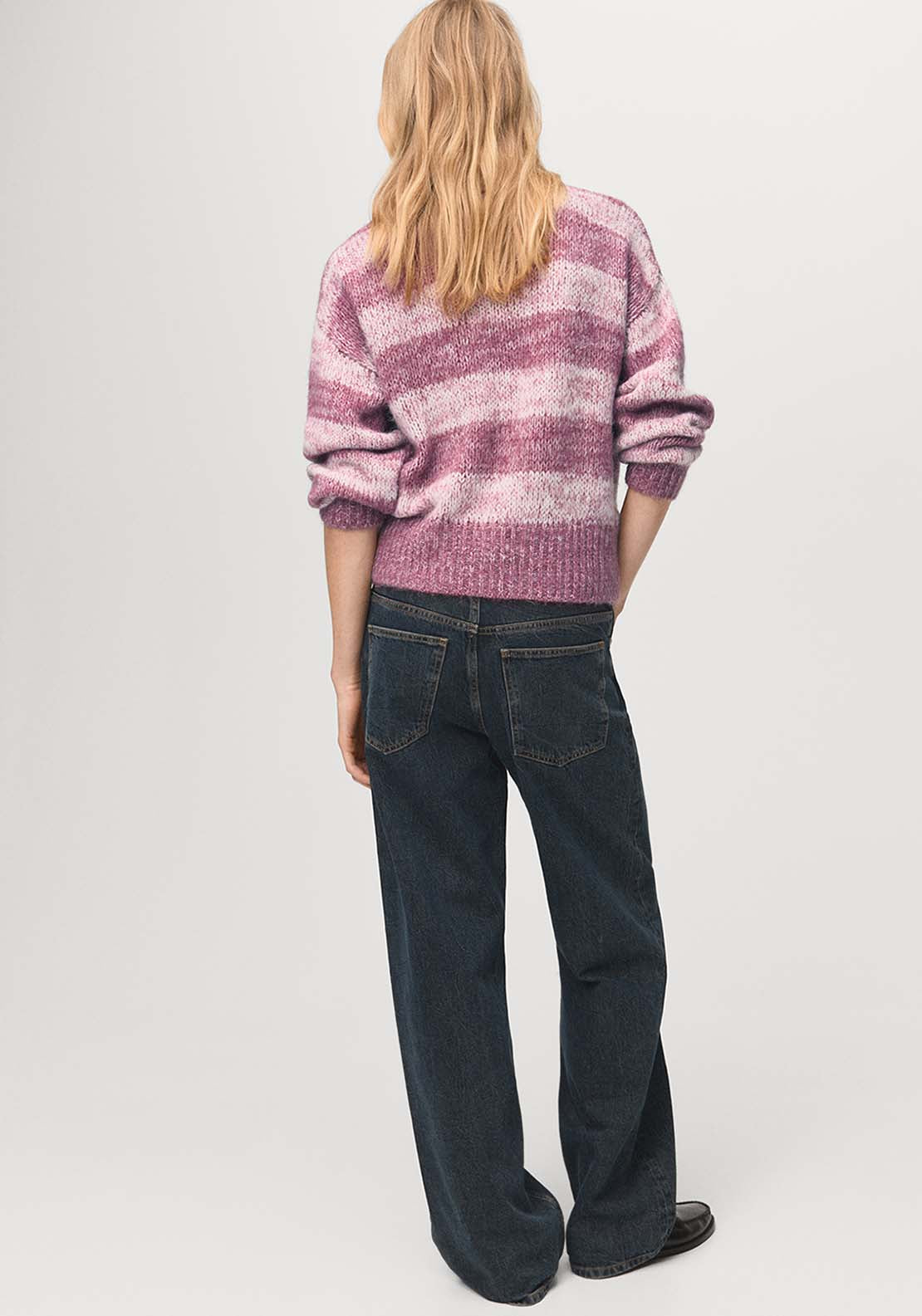 Oversized Striped Sweater - Pink