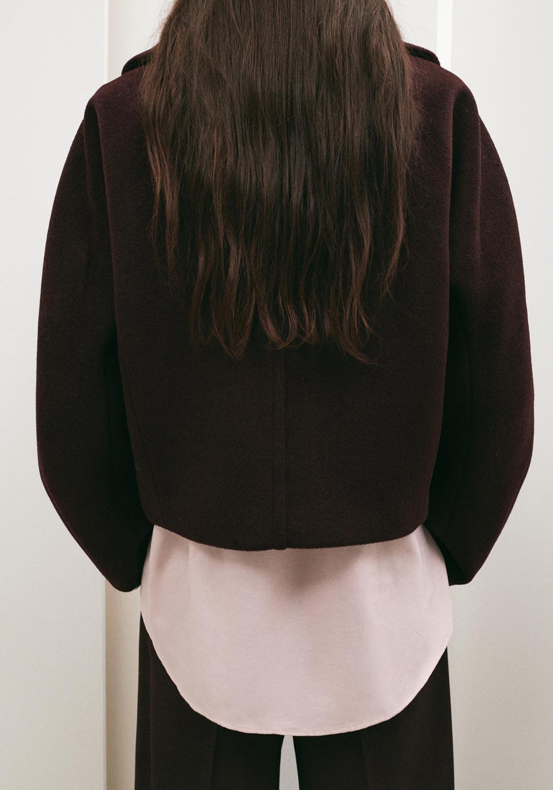 Wool Jacket With Shirt Collar - Burgundy
