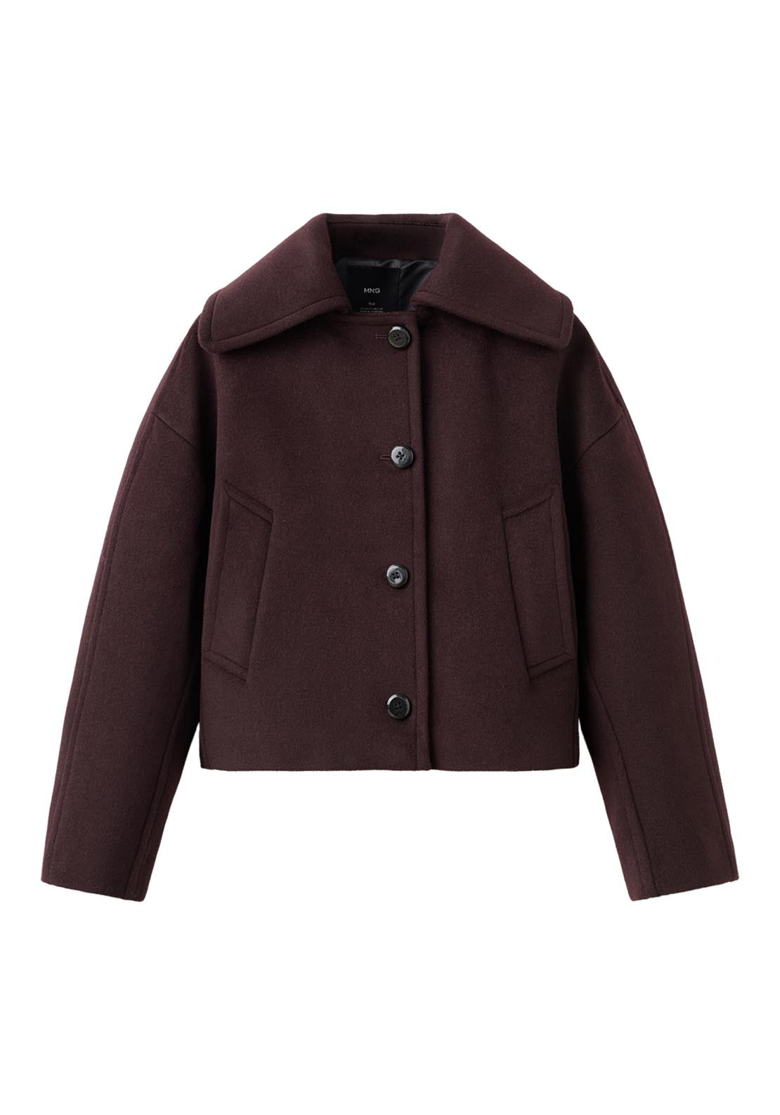 Wool Jacket With Shirt Collar - Burgundy