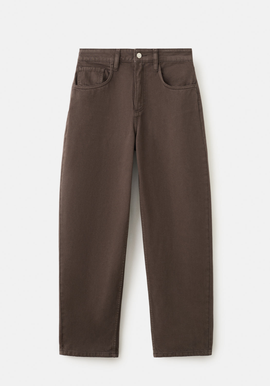 High Waisted Barrel Jeans - Brown