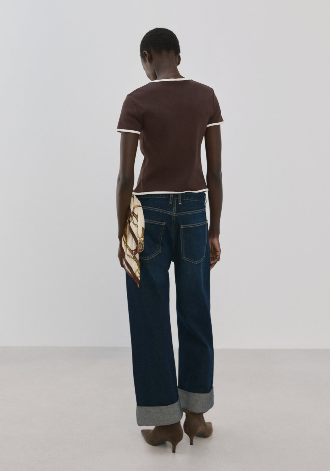 Buttoned Cotton T-Shirt - Brown
