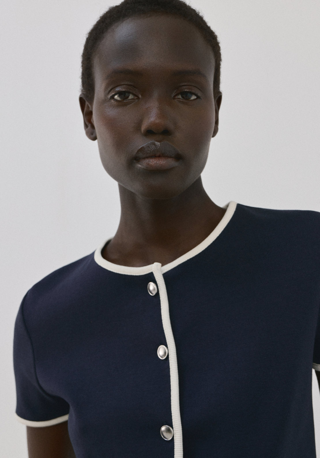 Buttoned Cotton T-Shirt - Blue
