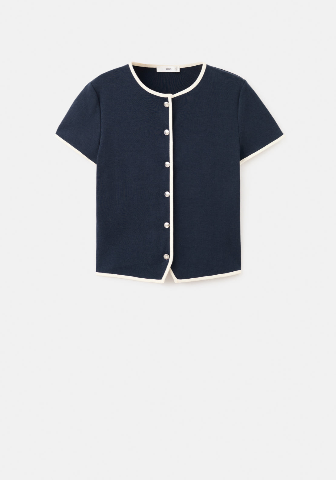 Buttoned Cotton T-Shirt - Blue