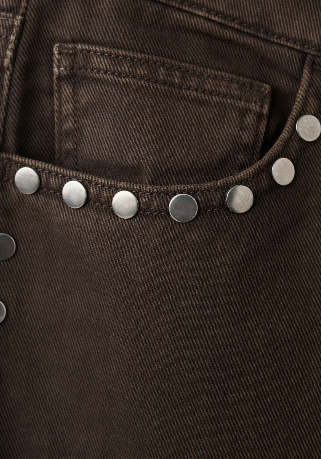 Wide Leg Studded Jeans - Brown