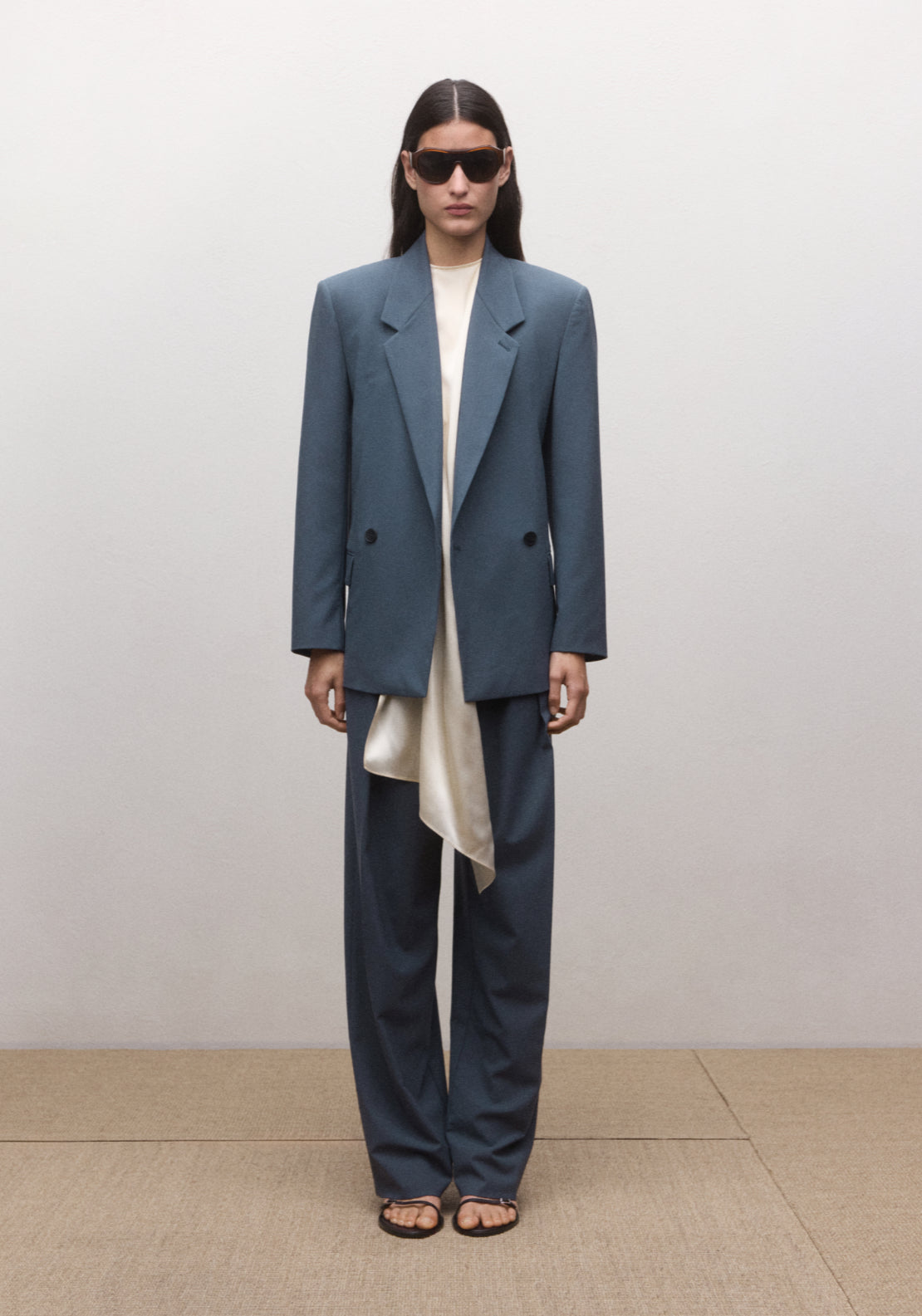 Wool Blend Suit Blazer - Blue