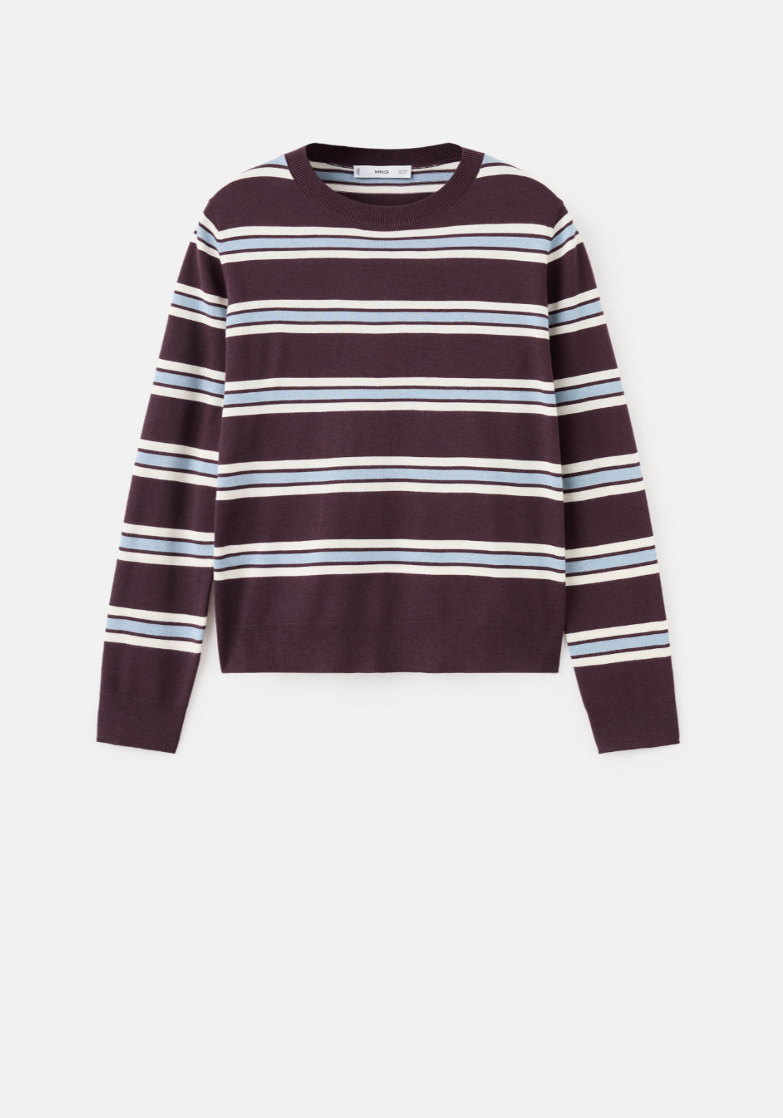 Striped Fine Knit Sweater - Burgundy