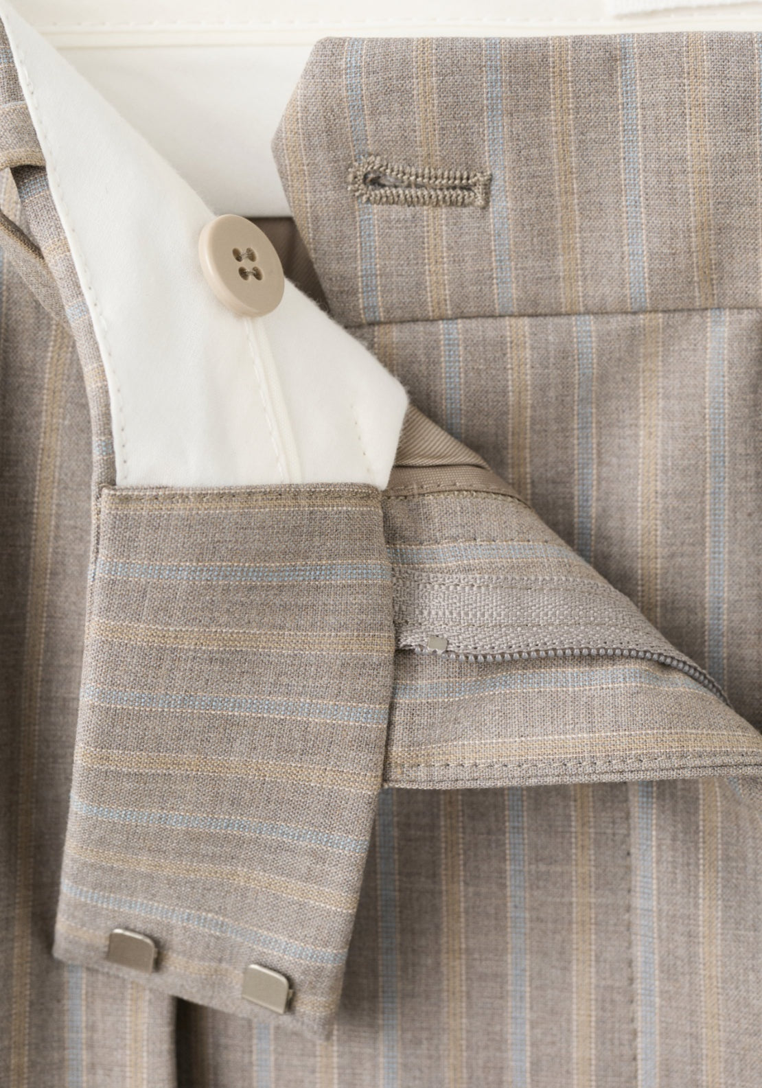 Wool Blend Suit Trousers - Brown