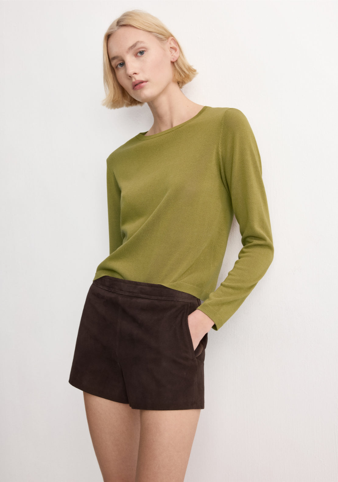 Long Sleeve Knitted Sweater - Green