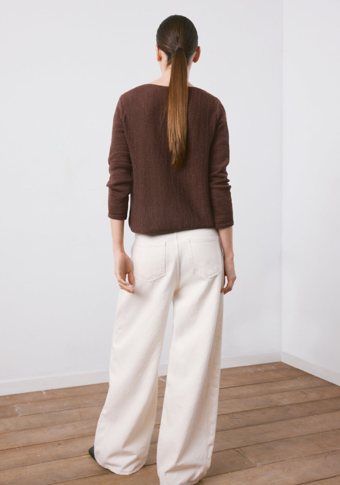 Mango Open Knit Long-Sleeve Jumper - Brown 2 Shaws Department Stores