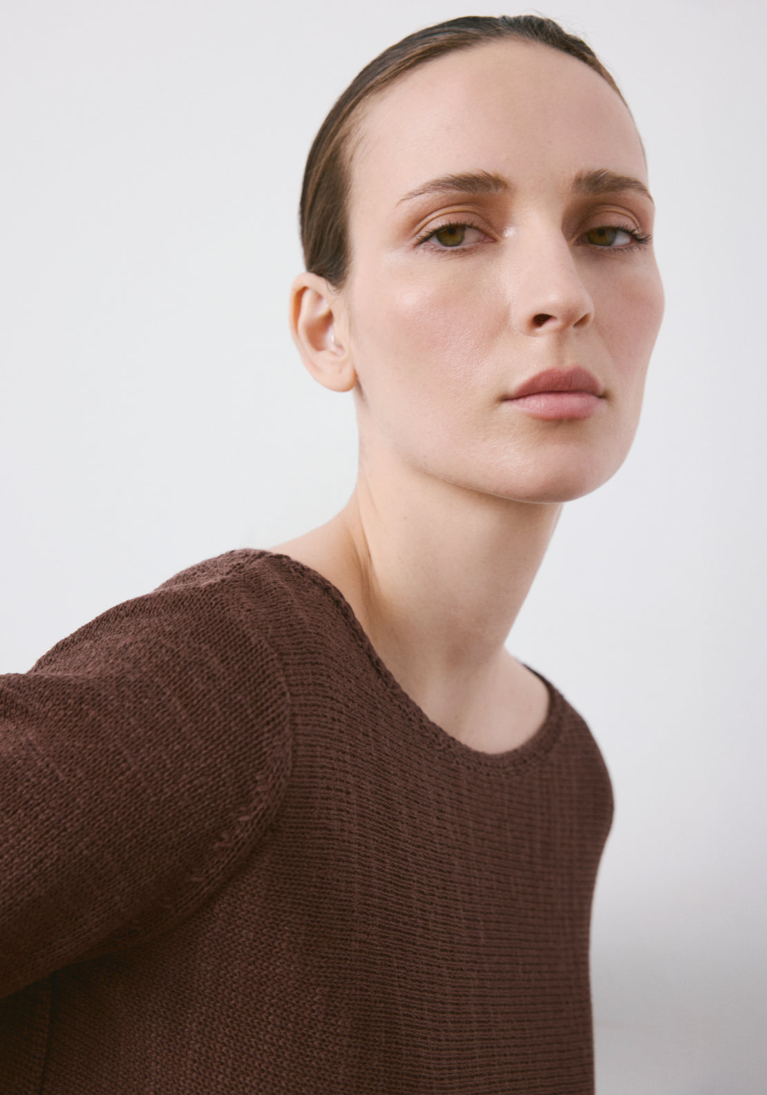 Mango Open Knit Long-Sleeve Jumper - Brown 3 Shaws Department Stores