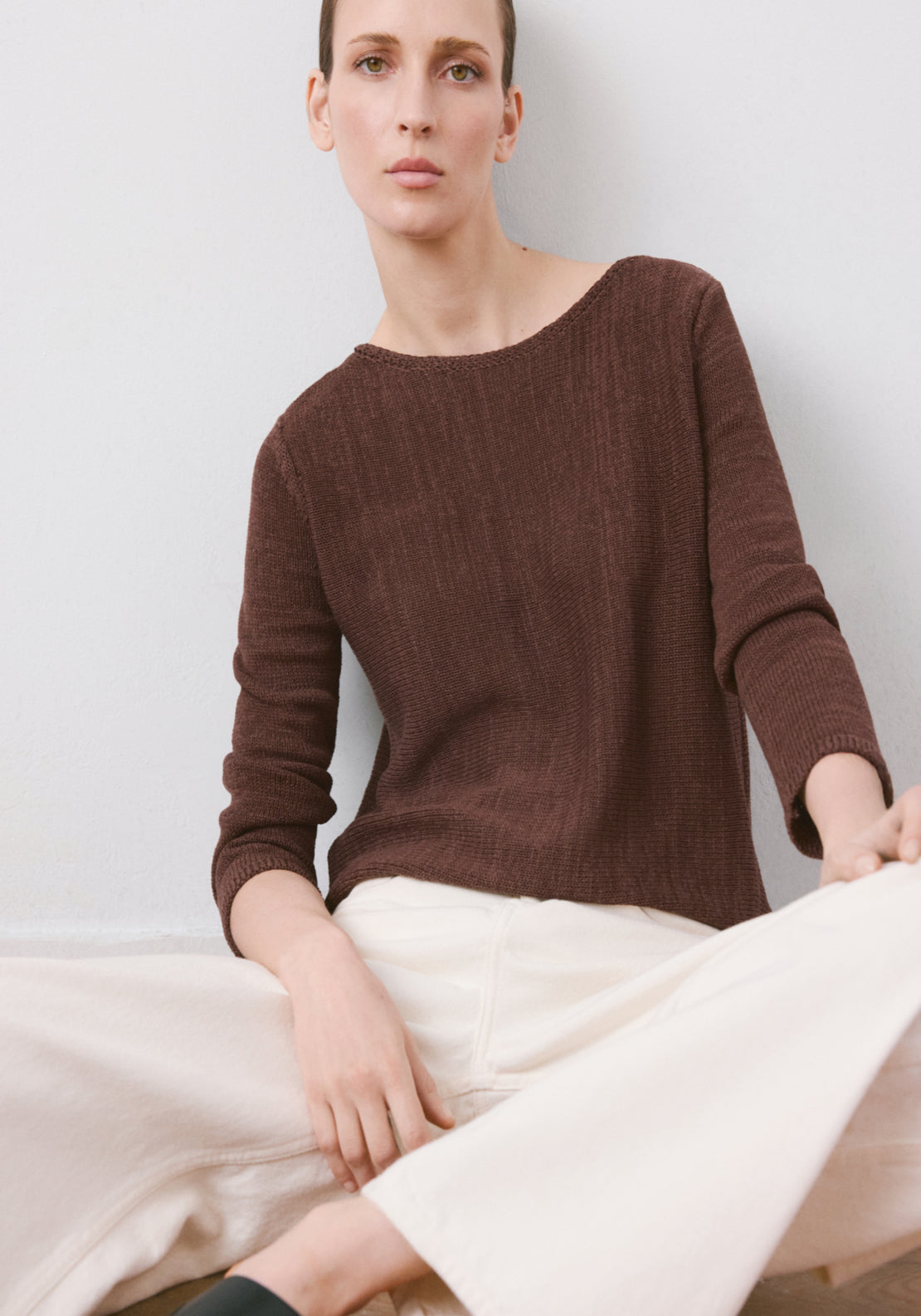 Mango Open Chunky Knit Jumper - Brown 4 Shaws Department Stores