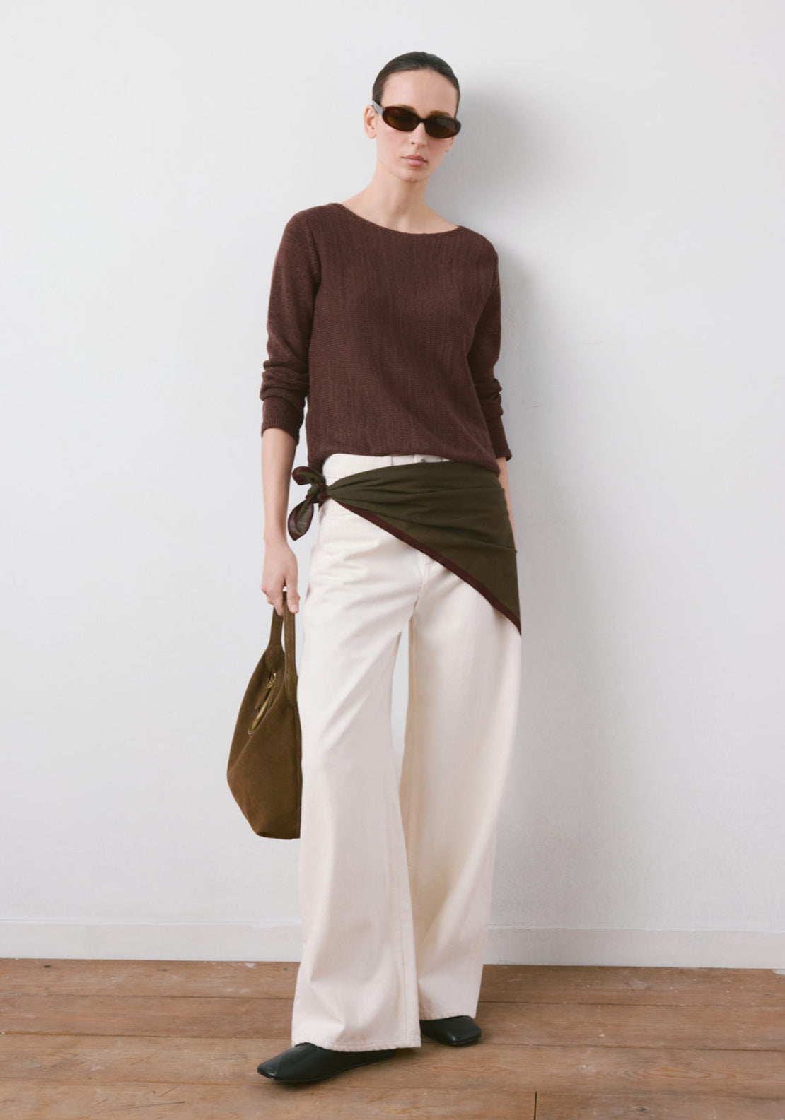 Mango Open Chunky Knit Jumper - Brown 5 Shaws Department Stores