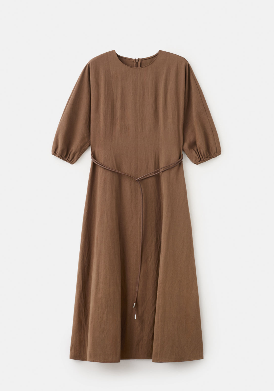 Lyocell Dress With Belt - Brown