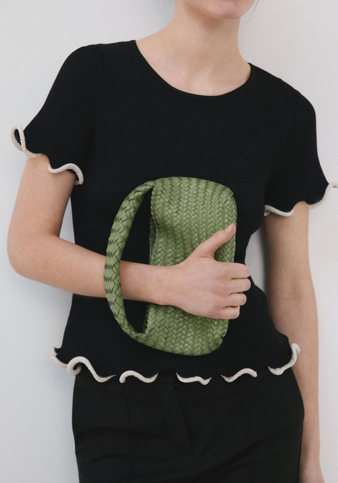 Peplum Jumper With Contrasting Trims - Black