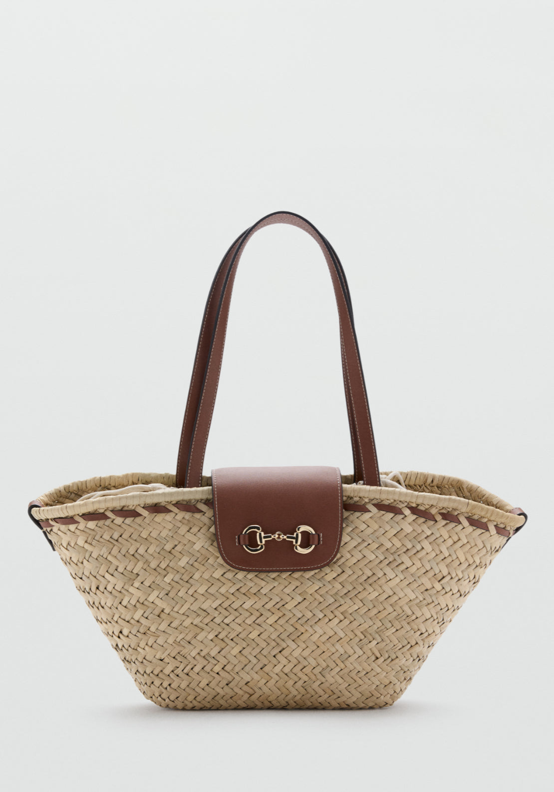 Medium Natural Fibre Basket Bag - Brown