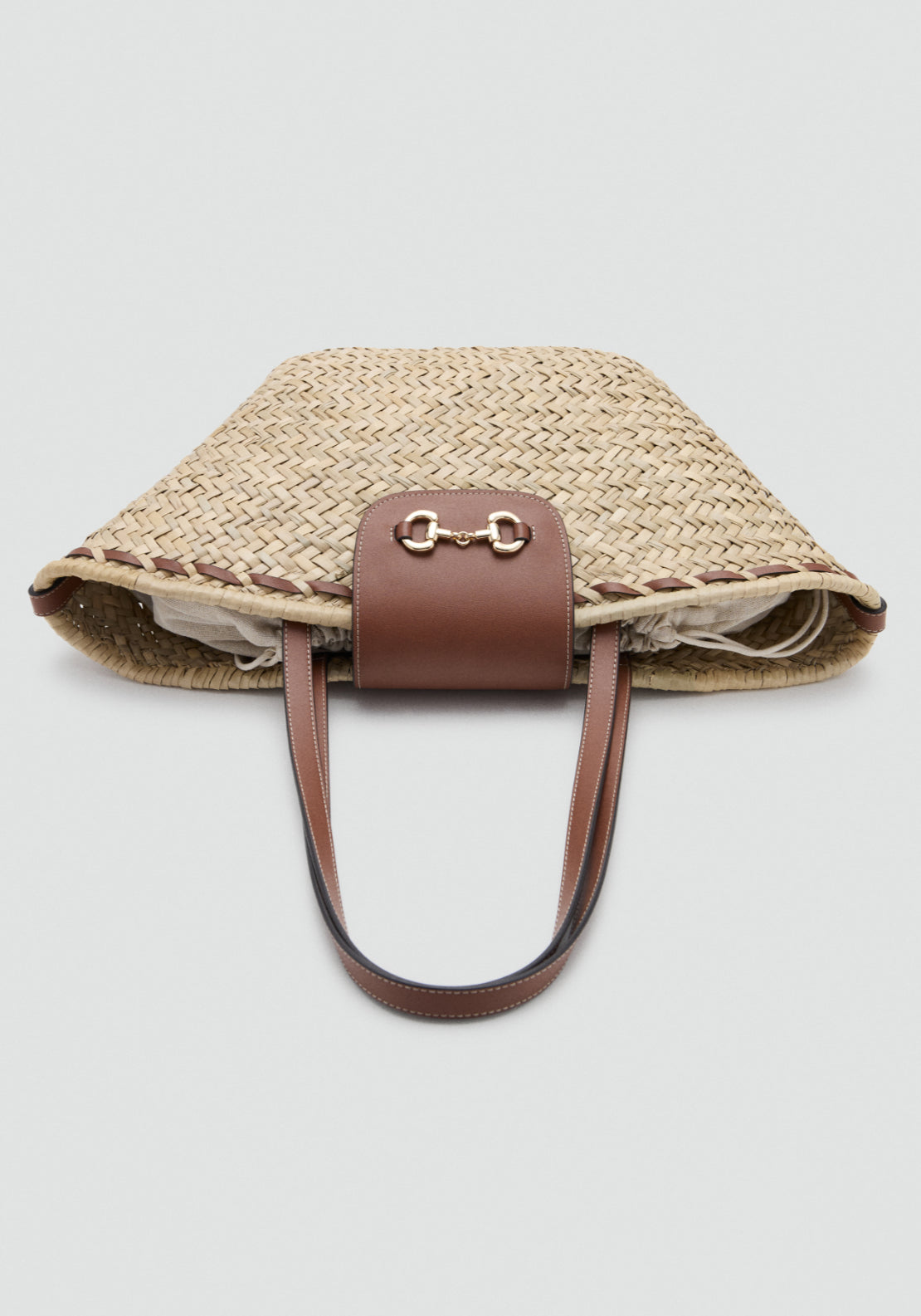 Medium Natural Fibre Basket Bag - Brown